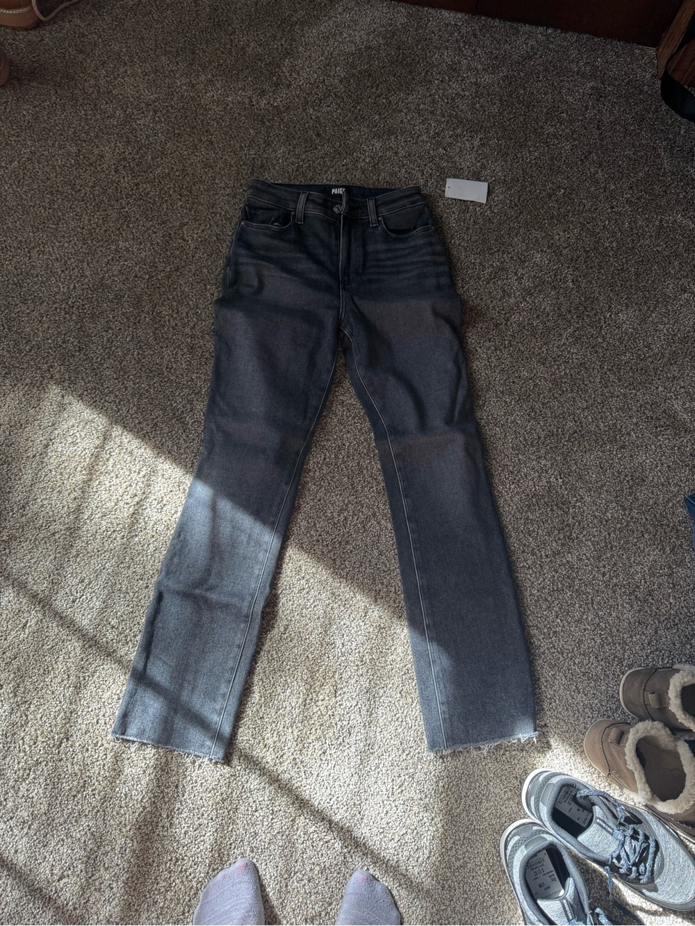 PAIGE Charcoal Straight-Leg Jeans